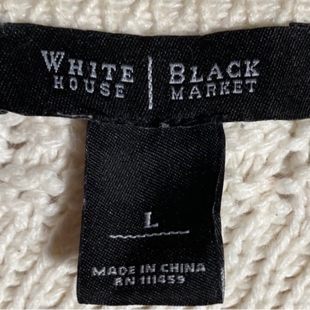 White House|Black Market, Cream, Ruffle front, open short sleeve cardigan.Size L - Picture 4 of 5